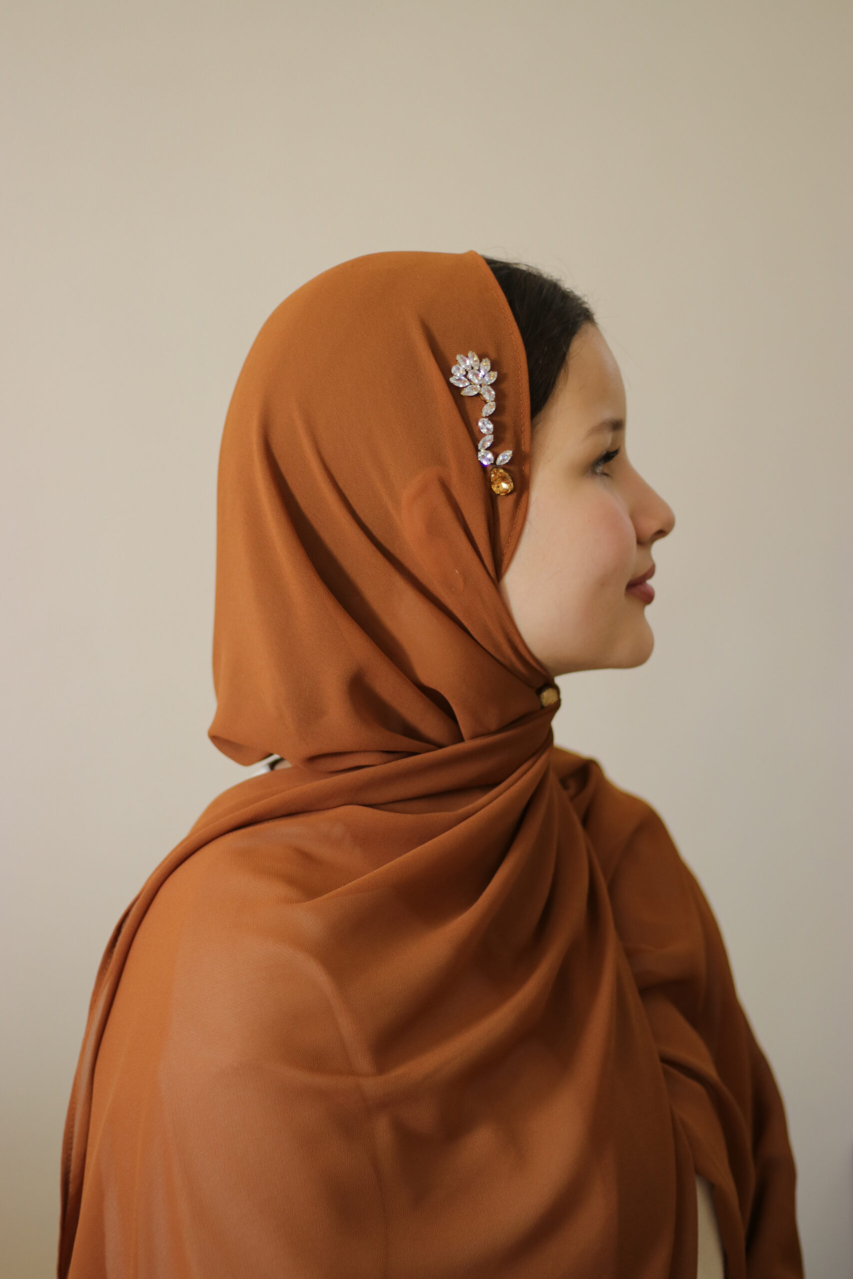 Châle chiffon premium - Brown caramel